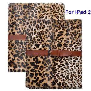  Foldable Leopard Strapped Buckle Leather Cover for Apple 