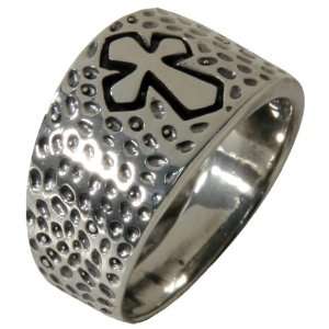  Dimpled Medieval Cross   Silver Ring   5: Jewelry