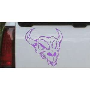 Skull With Horns Skulls Car Window Wall Laptop Decal Sticker    Purple 