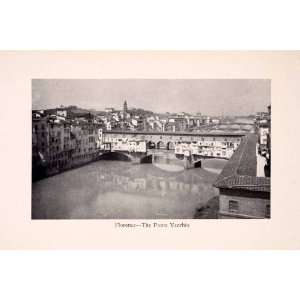   Bridge Medieval Arch Arno Stone   Original Halftone Print Home