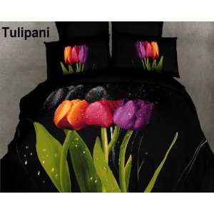  Tulipani 6 Piece Duvet Set Black: Home & Kitchen