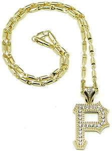 Iced Out New Letter P Small Pendant Wiz Khalifa Necklace Chain Hip Hop 
