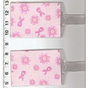  Set of 2 Luggage Tags Made with Breast Cancer Awareness 