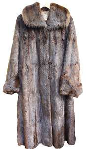 Vintage Eatons Canadian Natural Beaver Fur Coat Brown Full Length 
