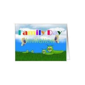  Family Day Invitation with caterpillars and butterflies 