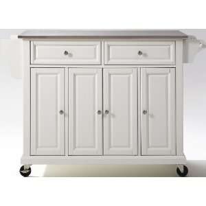  Stainless Steel Top Kitchen Cart / Island   White