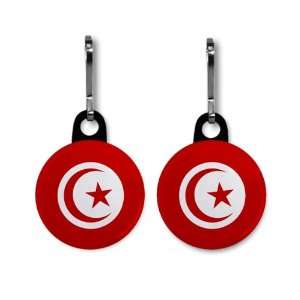  FLAG OF TUNISIA 2 Pack World Images Pair of 1 inch Zipper 