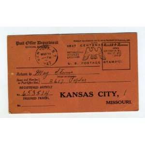   1947 Post Office Department Return Receipt Centenary 