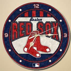  Boston Red Sox 12 Art Glass Wall Clock: Sports & Outdoors