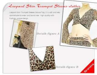 belly dance Leopard Skin Trumpet Sleeves blouse Top Dcw  