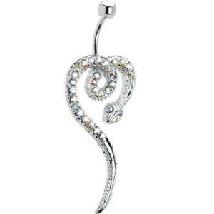  Aurora Gem Spiraling Snake Belly Ring: Jewelry