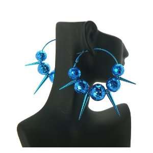   POParazzi Inspired Spike & Ball Earrings Blue UE5279BLUE Jewelry