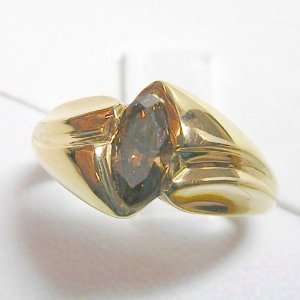  14K Yellow Gold Champagne Diamond Ring: Jewelry