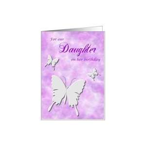  Daughter Birthday Purple with White Butterflies Card: Toys 