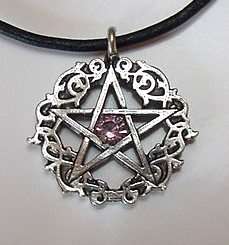 Light Amethyst Celtic Pentacle Pentagram Necklace Wicca  