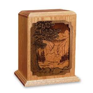  Waterfall Dimensional Wood Cremation Urn   Engravable 