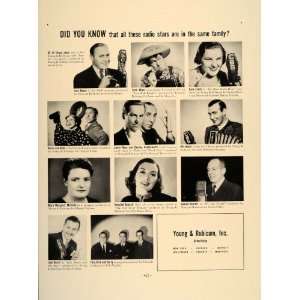  1937 Ad Young & Rubicam Radio Stars Jack Benny Burns 