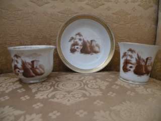 ANTIQUE CHAMBERLAIN WORCESTER CUP & SAUCER TRIO PAINTED  
