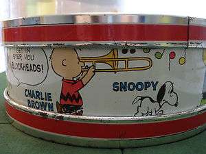 1960s PEANUTS DRUM, CHARLIE BROWN, SNOOPY, LUCY ETC, GREAT GRAPHICS 