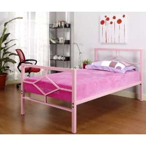   Pink Metal Twin Size Day Bed (Daybed) Frame With Rails