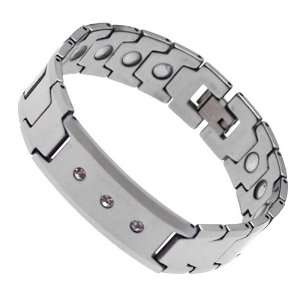  SOBEK Silver Tungsten Magnetic Mens Bracelet Jewelry