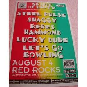 Steel Pulse Lucky Dube Shaggy Red Rocks Concert Poster:  
