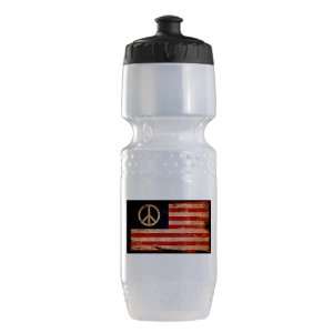  Trek Water Bottle Clear Blk Worn US Flag Peace Symbol 