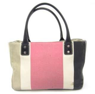 KATE SPADE Pink Brown Beige Canvas Tote Handbag Small  