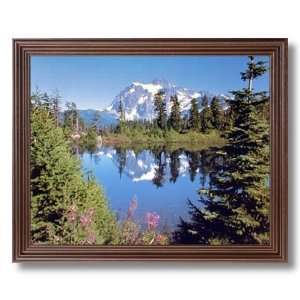  Mount Shukshon Lake Snow Trees Landscape Picture Framed 