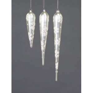 18 Snow Drift White Glittered Icicle Drop Christmas Ornaments 6   12