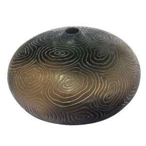  EXP Handcrafted Chocolate Brown Terracotta Disc Vase 