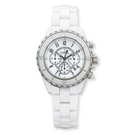 Mens Chisel® White Ceramic and Dial Chronograph Watch  