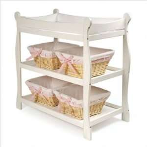   Basket 02211/0005X White Sleigh Style Changing Table with Baskets