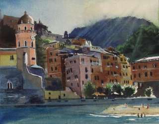 PRINT Cinque Terre Landscape Italy Painting Art  