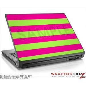 Small Laptop Skin Kearas Psycho Stripes Neon Green and Hot Pink 