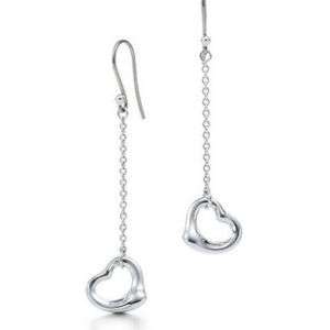 Simple Peach Heart Long Chain Hoop Earrings 865  