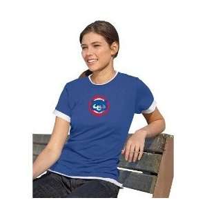  Chicago Cubs Ladies Distressed Ringer T Shirt Sports 