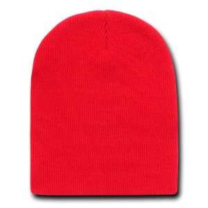    RED PLAIN SHORT BEANIE SKULL CAP SKI SKATE HAT 