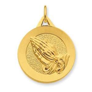  24k Gold plated Sterling Silver Praying Hands Disc 
