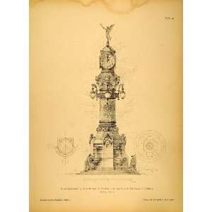  1892 Print Clock Tower Frankfurt Germany Max Lauger 