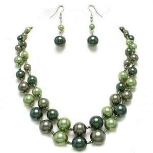  Beautiful Greens Chunky Olive Green Faux Simulated Pearls 