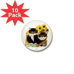  Mini Button (10 Pack) Kittens with Sunflowers Everything 