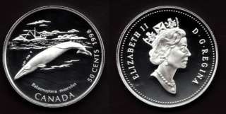 1998 Canadian 50 C Silver Proof Coin BLUE WHALE  