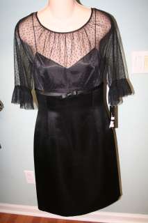NEW Tahari Black Satin sheer Top Pencil Skirt Dress 8  