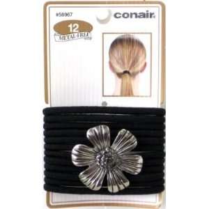  Conair Metal Free Elastics with Flower,12 count (3 Pack 