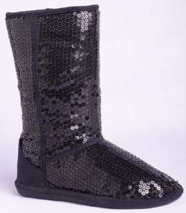 SEQUIN BOOTS~BLACK & BRONZE~ALL WOMENS SIZES  