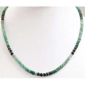   Single Strand Natural Faceted Shaded Emerald Beaded Necklace: Jewelry