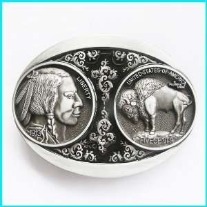   Indian Head Bull USA Coin Belt Buckle WT 112BK: Everything Else