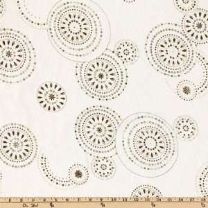  54 Wide Embroidered Cotton Lawn Circles Brown/Green Fabric 