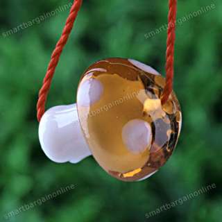 20x Yellow Mushroom Lampwork Glass Beads Large Hole  